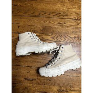 White Leather CONVERSE Chuck Taylor All Star Platform High Top Sneakers Lady 7
